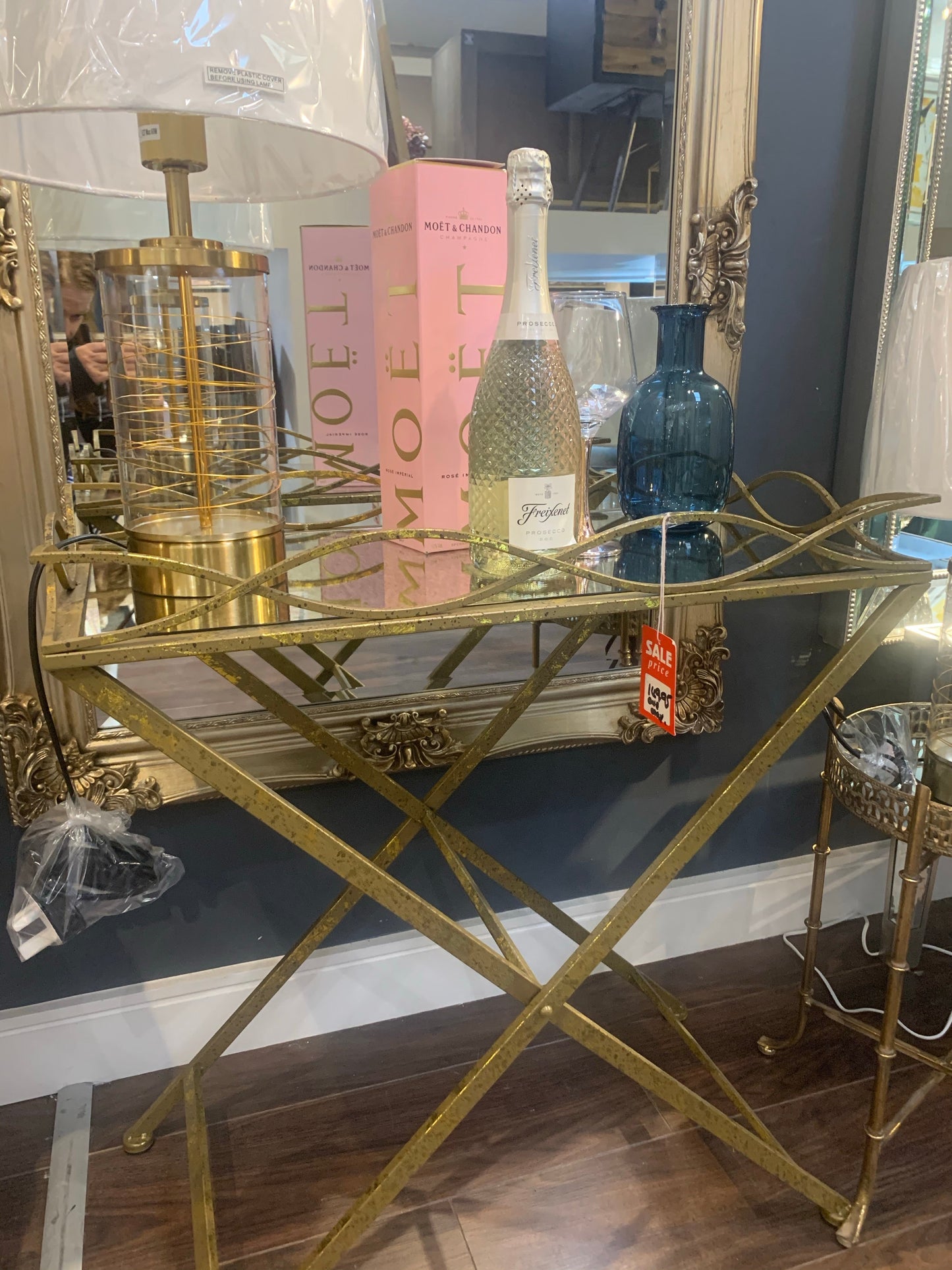Gold October Gilt  Drinks Side Table   Trolley reduced for collection only