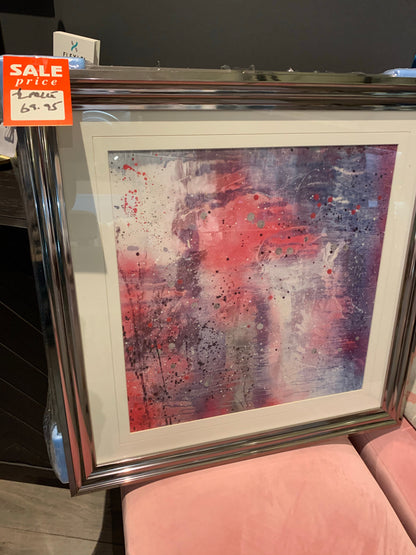 Abstract framed picture pink with chrome frame Click N Collect