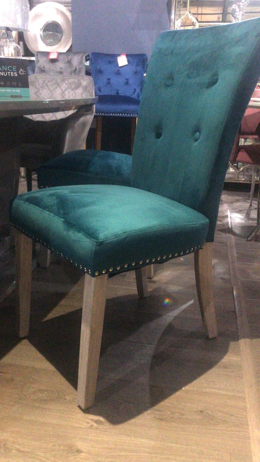 Louisa Alice velvet dining chairs Teal Grey Green