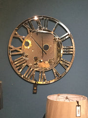 Large Mirror clock round with Roman numerals 80 cm collect only