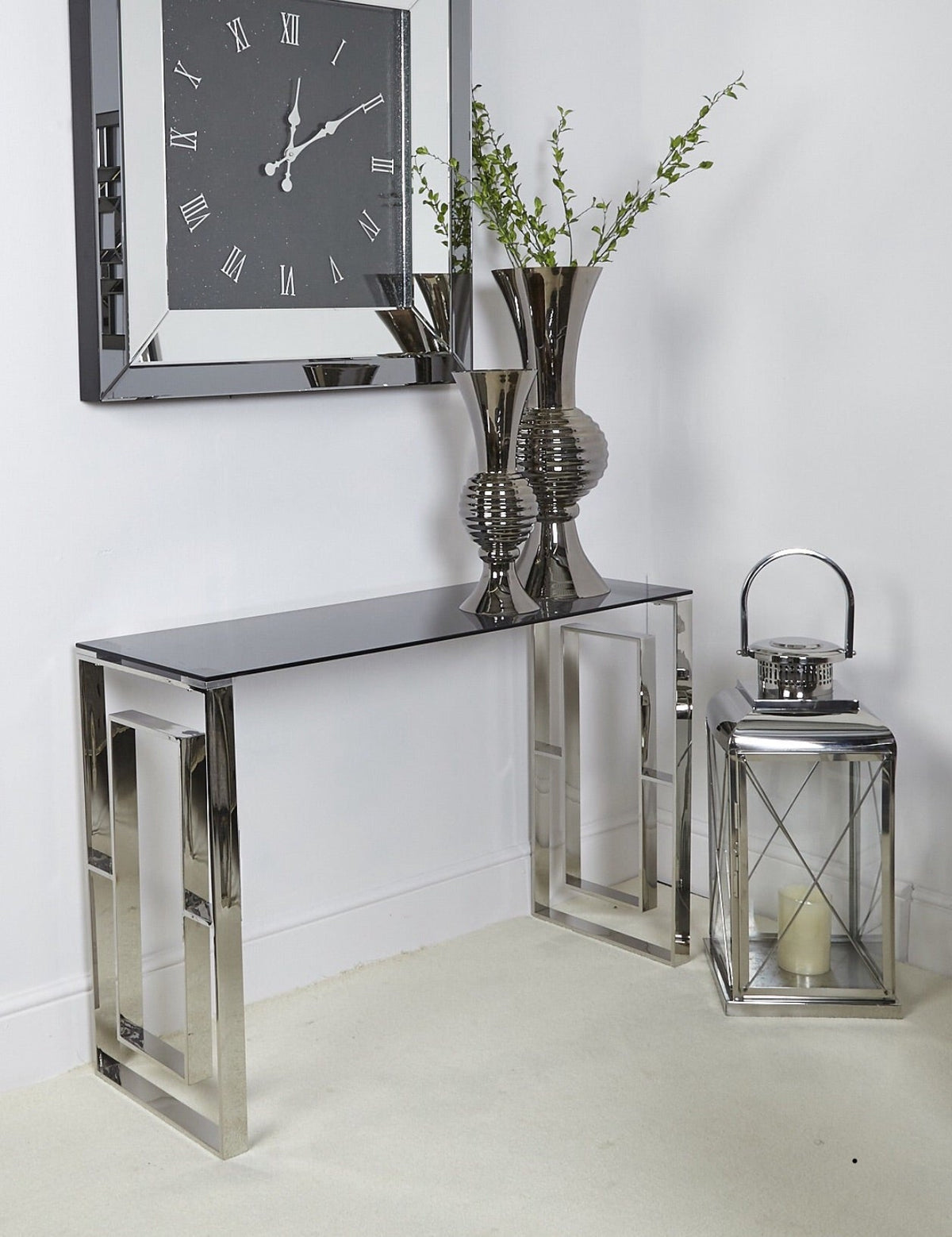 Chrome  and glass ALANNAH console table 120 x 40 cm last one clearance