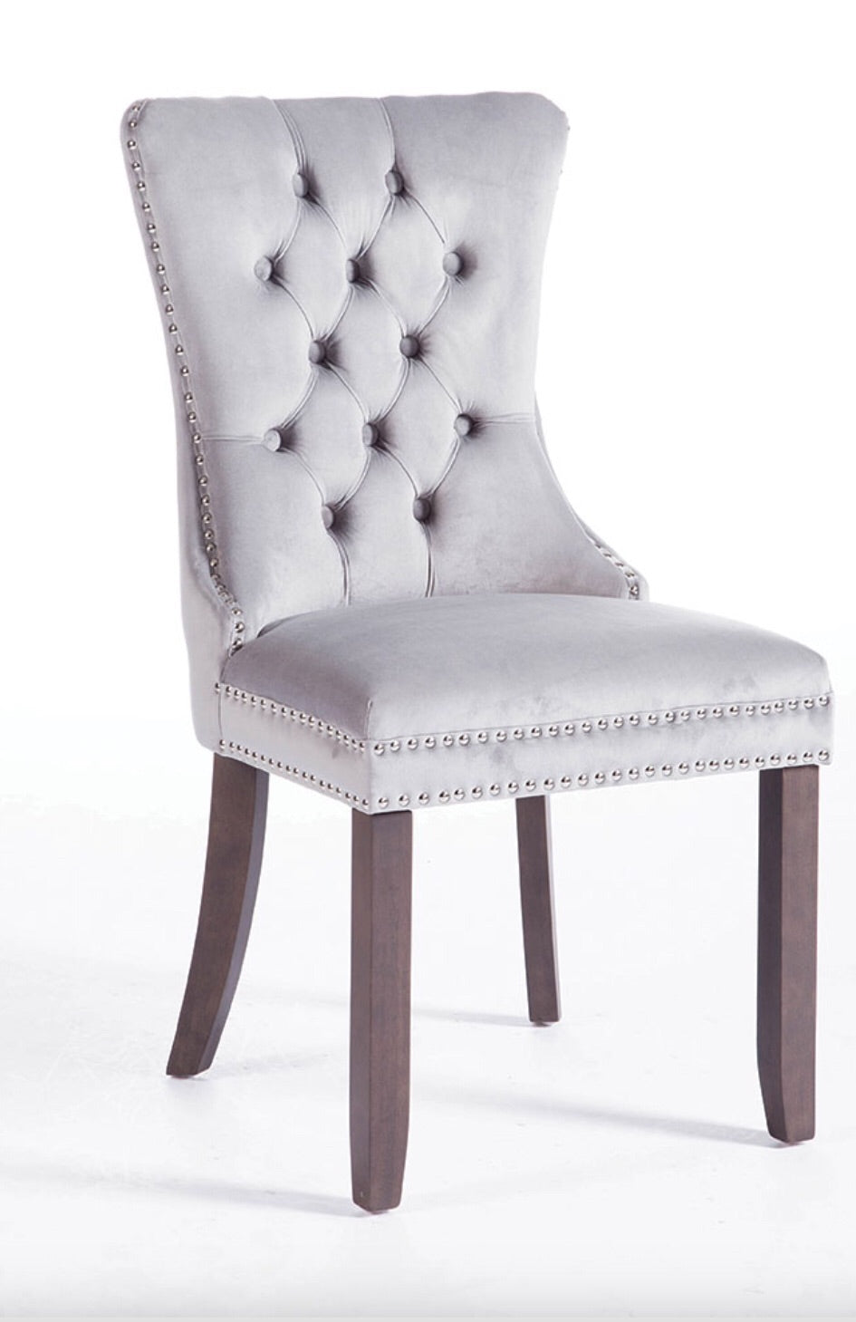 8 x Kayla velvet grey dining chairs Instore.