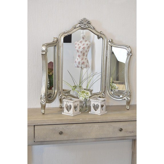 Silver Boudoir  Tri Mirror