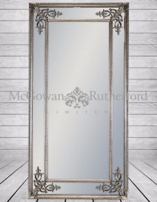 Large Silver mirror with regal decal large  rectangle