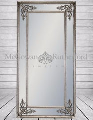 Large Silver mirror with regal decal large  rectangle Instore purchase only