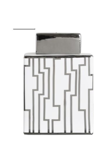 Value Large 24cm White & Silver Ginger Jar Instore purchase only