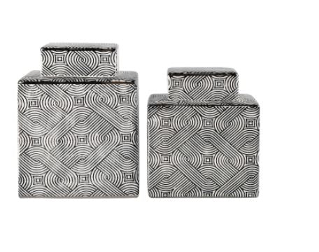 Value Medium 21.5cm White & Black Ginger Jar