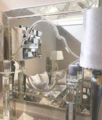 Marrakech Antique Mirror side Table With Frosted Mirror Panels warehouse clearance