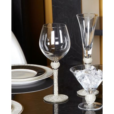Milano Wine glass with full diamanté  stem is