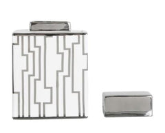 Value Large 24cm White & Silver Ginger Jar Instore purchase only