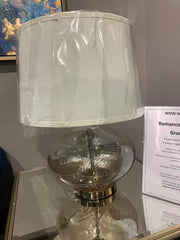 Tishan Glass Lamp twisted amber bowl shape base with cream shade Instore only