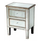 Luxury Vintage Venezia Antique Silver R9 Venetian Bedside Cabinet 2 Drawers WAREHOUSE CLEARANCE