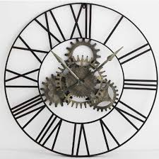 Rimini large black clock with NON moving gears  90 cm for collection