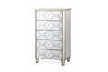Romance tall boy 5 drawer cabinet in mirror and champagne silver less than half price