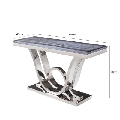 Jupiter 140cm Grey Marble And Chrome Console table   SAVE €600 today Instore purchase