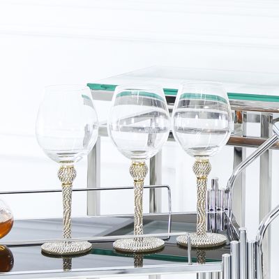 Milano Wine glass with full diamanté  stem is