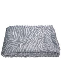 Value Faux Fur Grey And Silver Zebra Throw