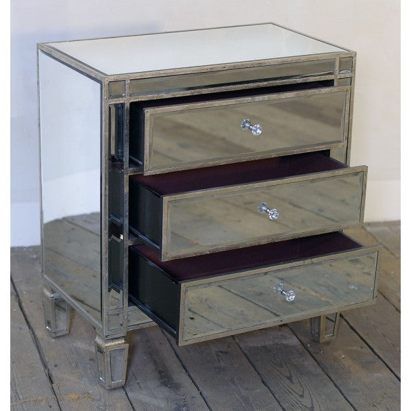 Venetian Mirrored  wide Chest w  3 drawers last one reduced sold out
